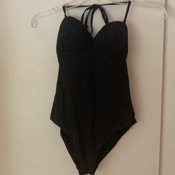 H&M Black One Piece Swimsuit With Ruched Top - Picture 2 of 10